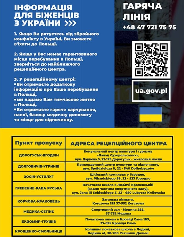 Ważne informacje dla osób przybywających z Ukrainy